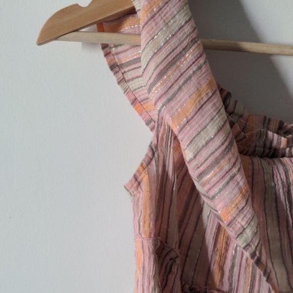 Bohemian off the shoulder pinstriped top - Picture 4 of 5